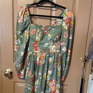 Elegant Floral Long Sleeve Dress